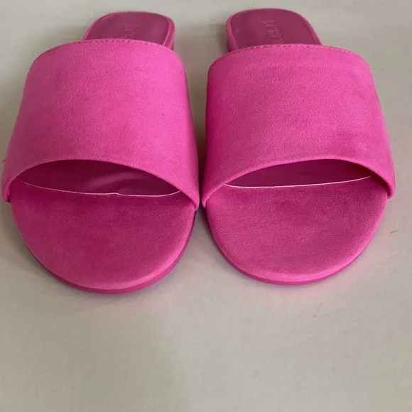 J. Crew Microsuede Single Strap Slide Sandals in Tulip - Picture 2 of 7
